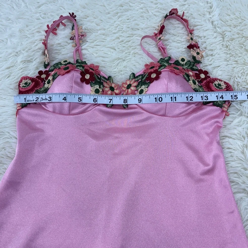B Darlin Pink Floral Satin Gown